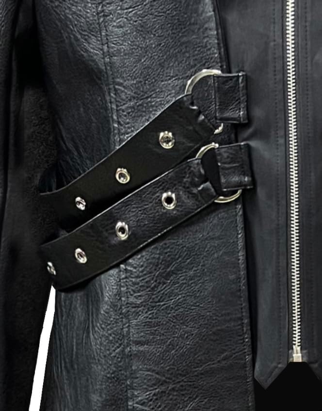 Dr. T's Mens Steampunk Faux Leather Jacket Trench Coat Motorcycle Jacket - Image 4